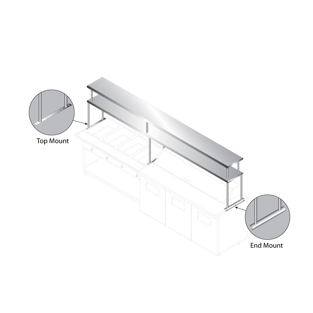 Advance Tabco, CU-18-84-2, Overshelf, Table-Mounted