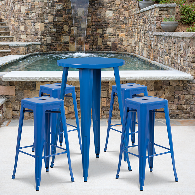 Alamont Furniture, ALA-DI62-194704, Metal Colorful Bar Table and Stool Sets
