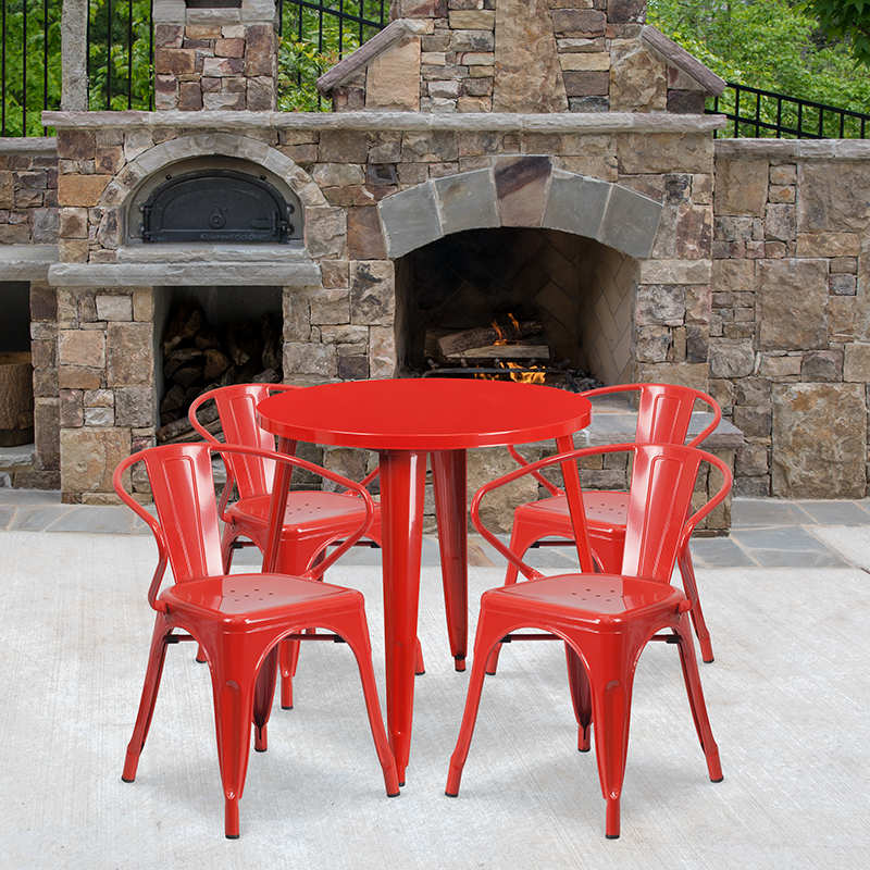 Alamont Furniture, ALA-DI62-194671, Metal Colorful Table and Chair Sets