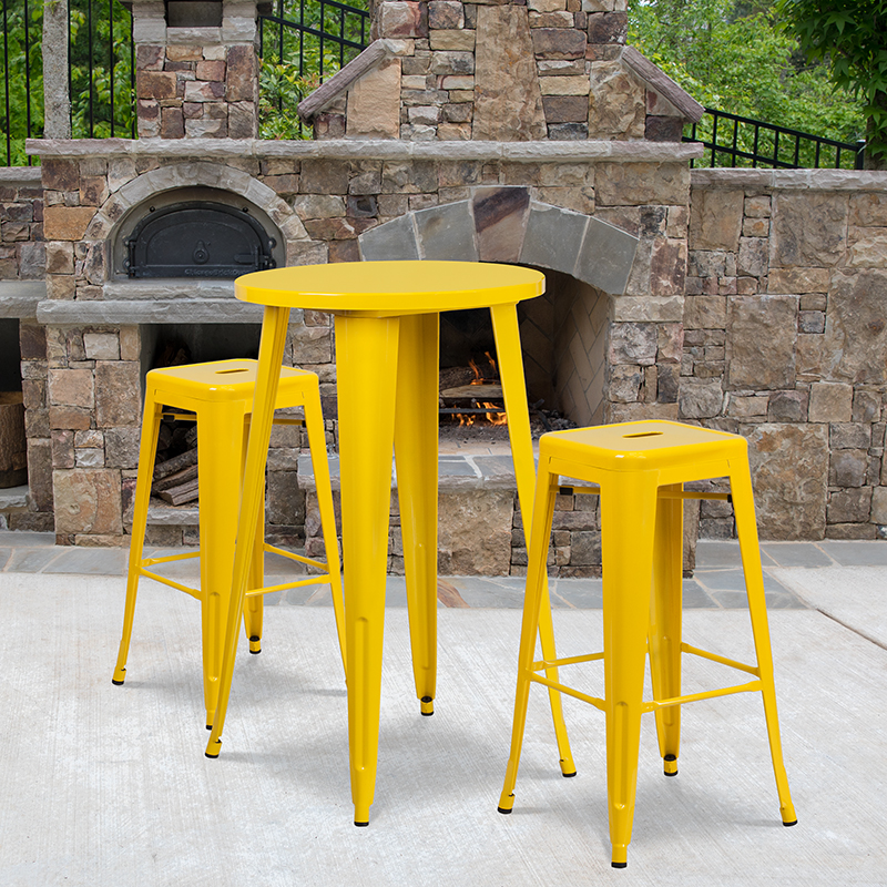 Alamont Furniture, ALA-DI62-194753, Metal Colorful Bar Table and Stool Sets