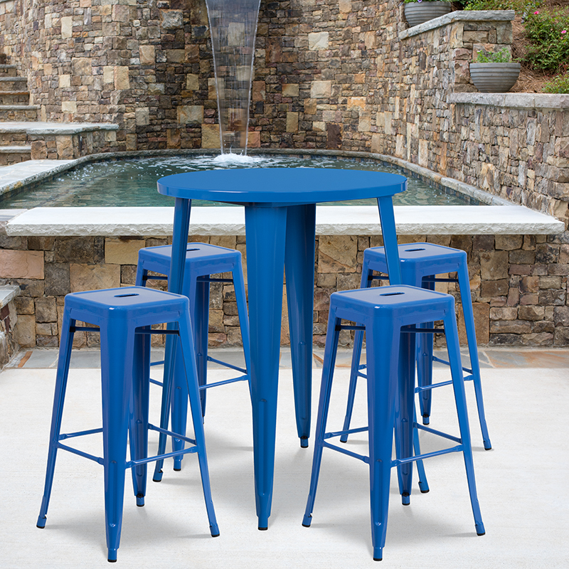 Alamont Furniture, ALA-DI62-194770, Metal Colorful Bar Table and Stool Sets
