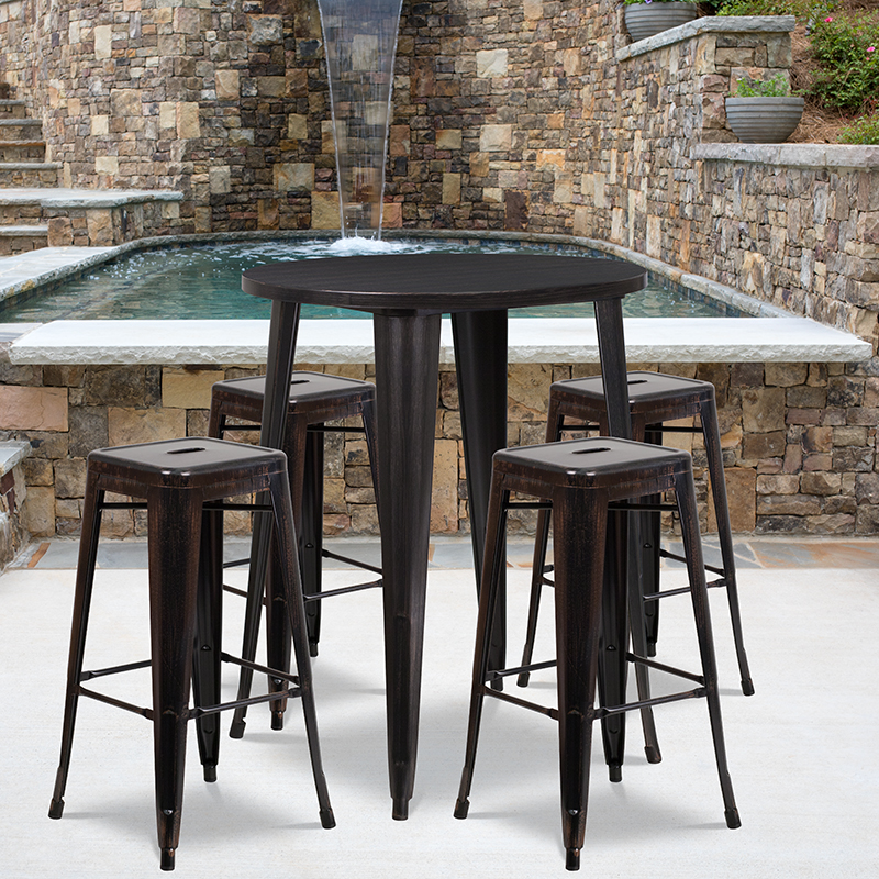 Alamont Furniture, ALA-DI62-194777, Metal Colorful Bar Table and Stool Sets