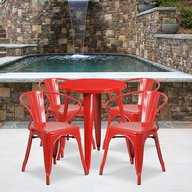 Alamont Furniture, ALA-DI62-194617, Metal Colorful Table and Chair Sets