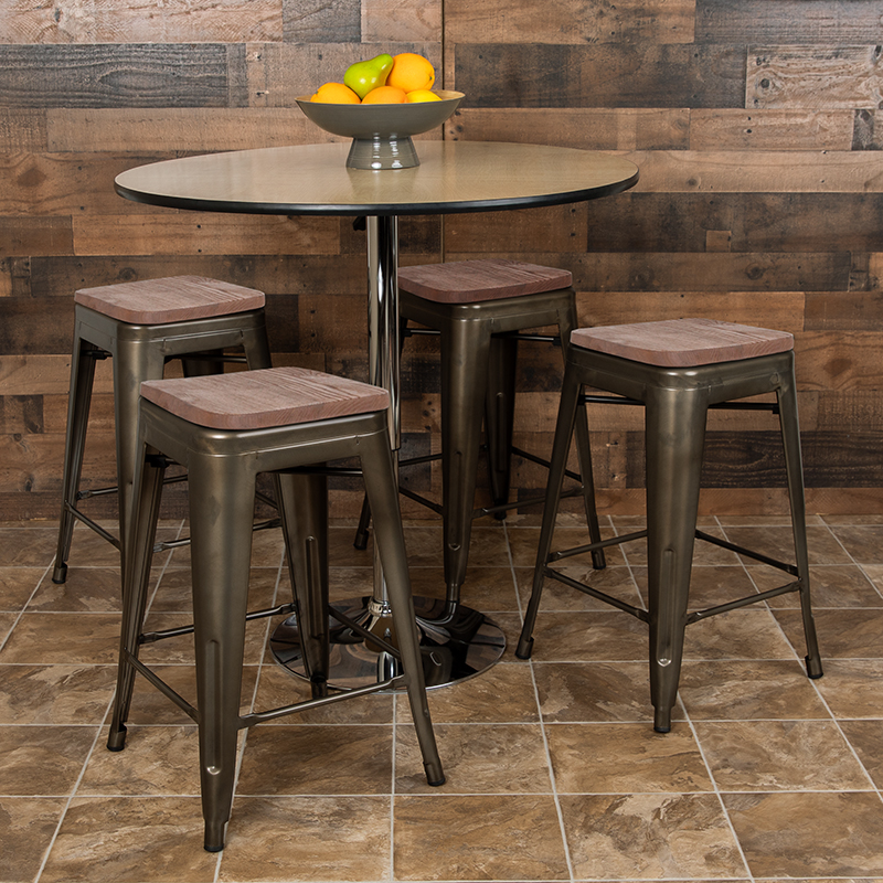 Alamont Furniture, 4-ALA-5FU-482548, Metal/Wood Counter Height Stools