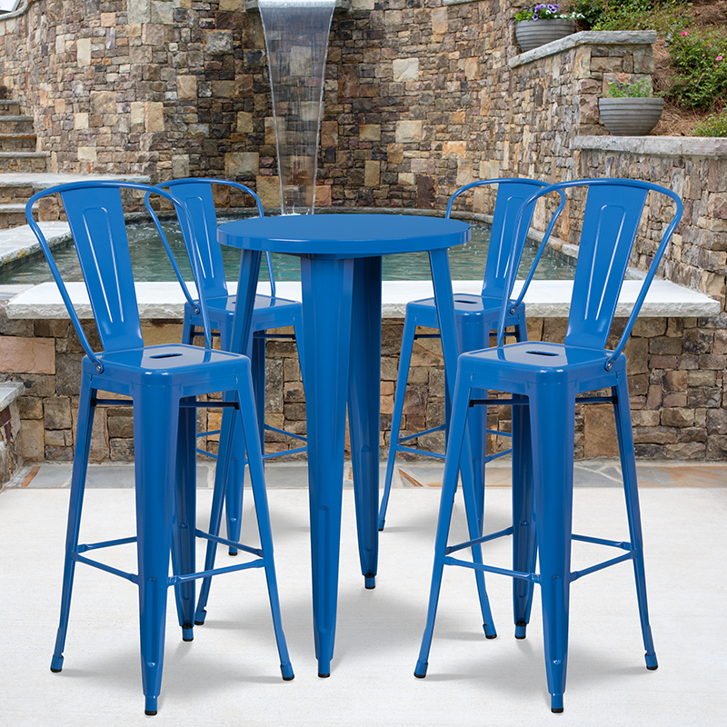 Alamont Furniture, ALA-DI62-194703, Metal Colorful Bar Table and Stool Sets