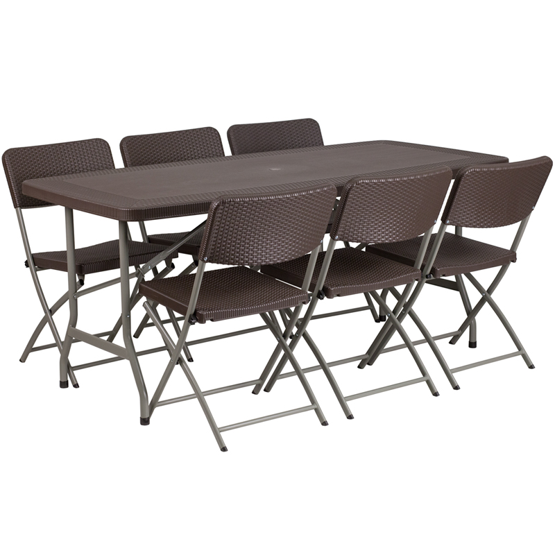 Alamont Furniture, ALA-EBEZ-202486, Plastic Rattan Folding Table And Chair Sets