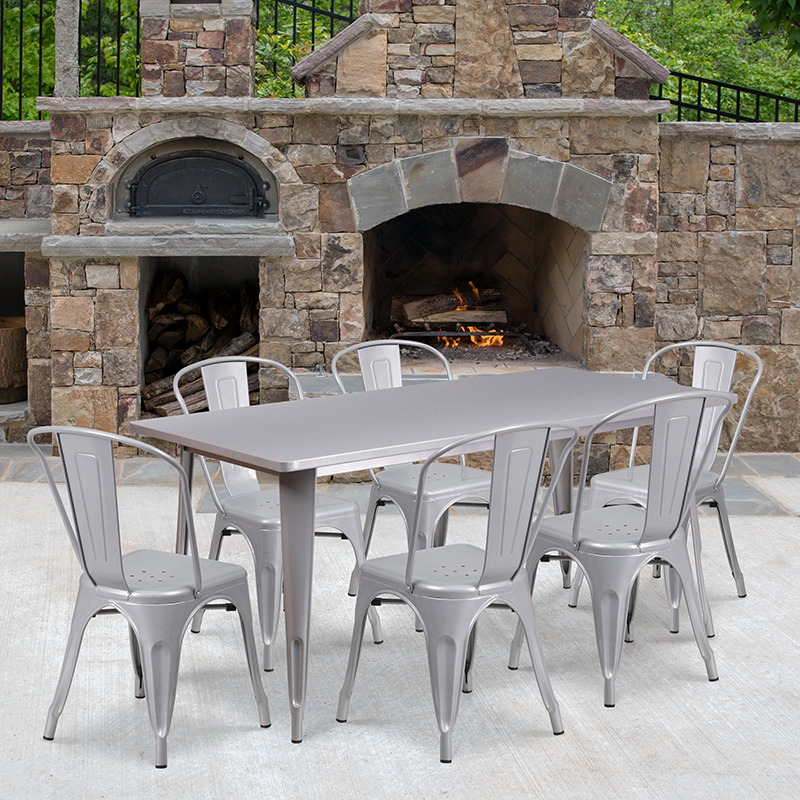 Alamont Furniture, ALA-FUDU-176662, Metal Colorful Table and Chair Sets