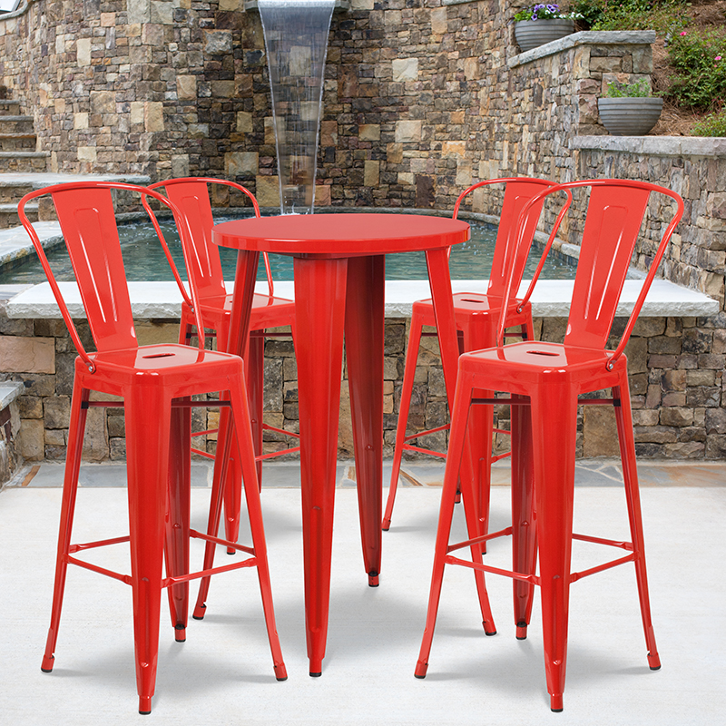 Alamont Furniture, ALA-DI62-194732, Metal Colorful Bar Table and Stool Sets