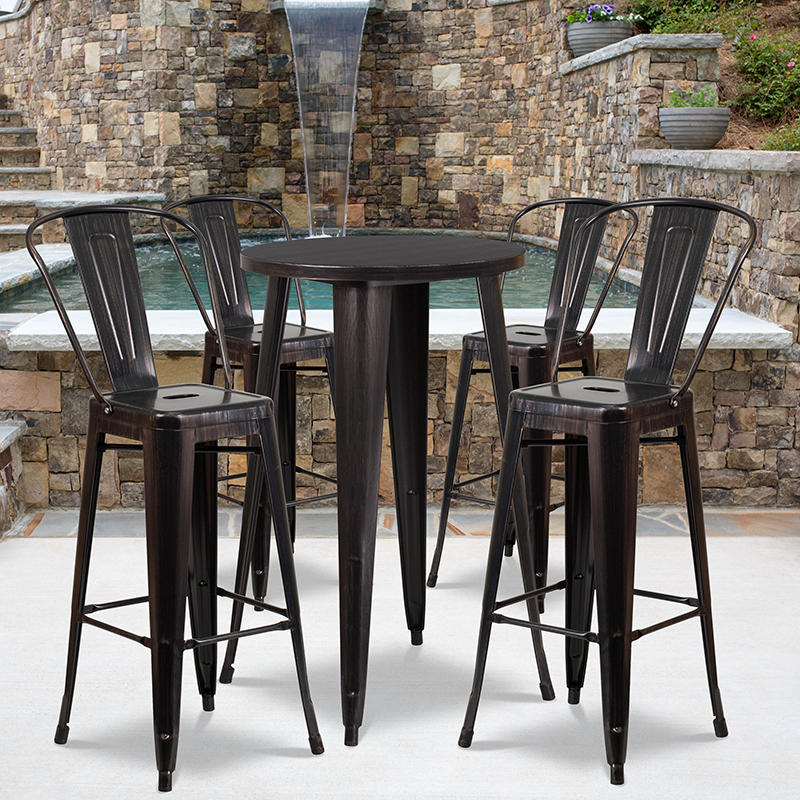 Alamont Furniture, ALA-DI62-194710, Metal Colorful Bar Table and Stool Sets