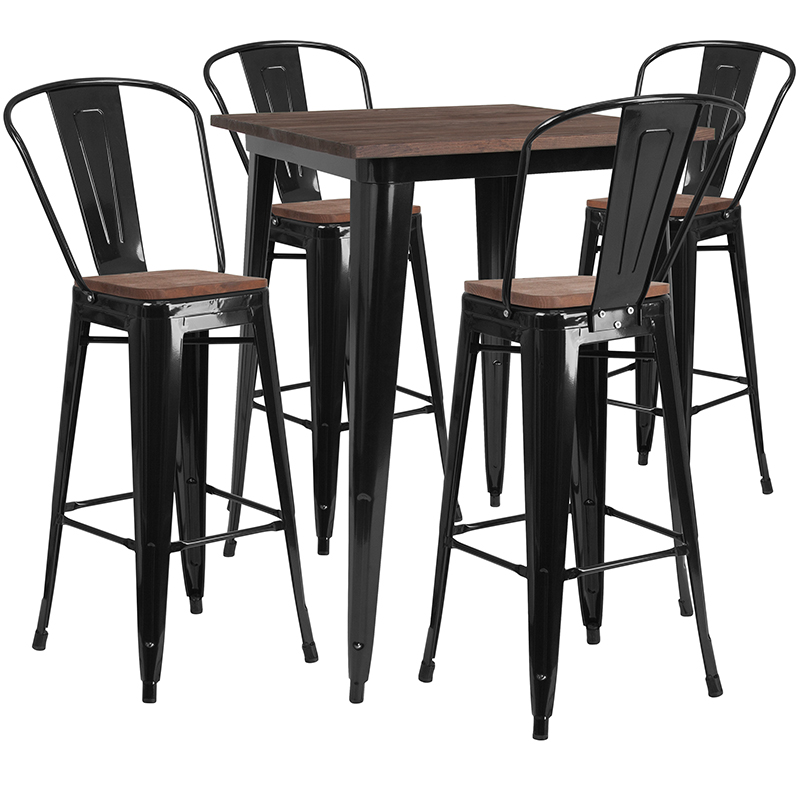 Alamont Furniture, ALA-DIXE-243629, Metal/Wood Colorful Bar Table and Stool Sets