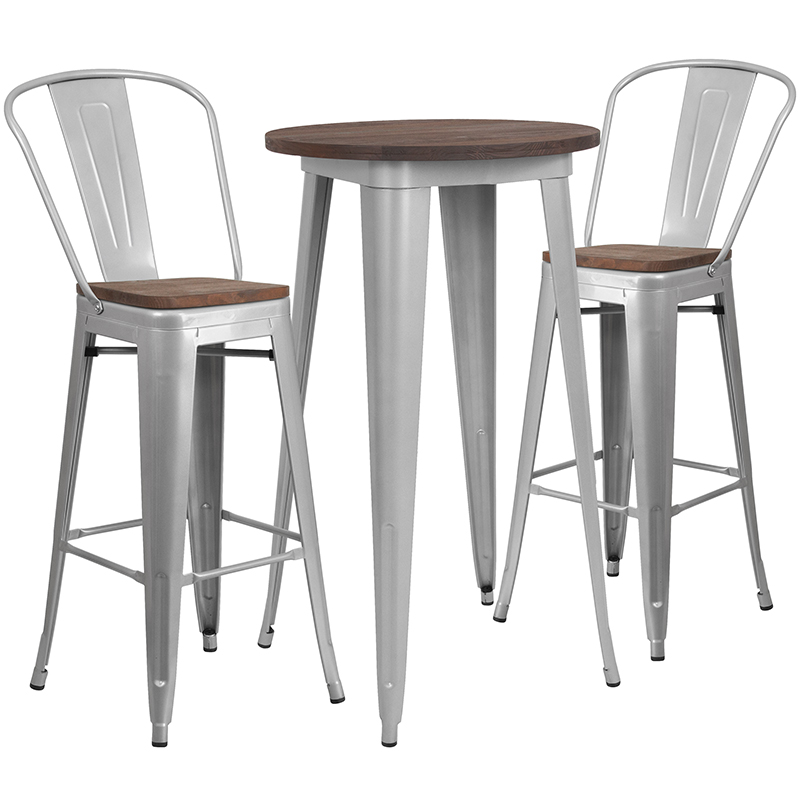 Alamont Furniture, ALA-DIXE-243618, Metal/Wood Colorful Bar Table and Stool Sets