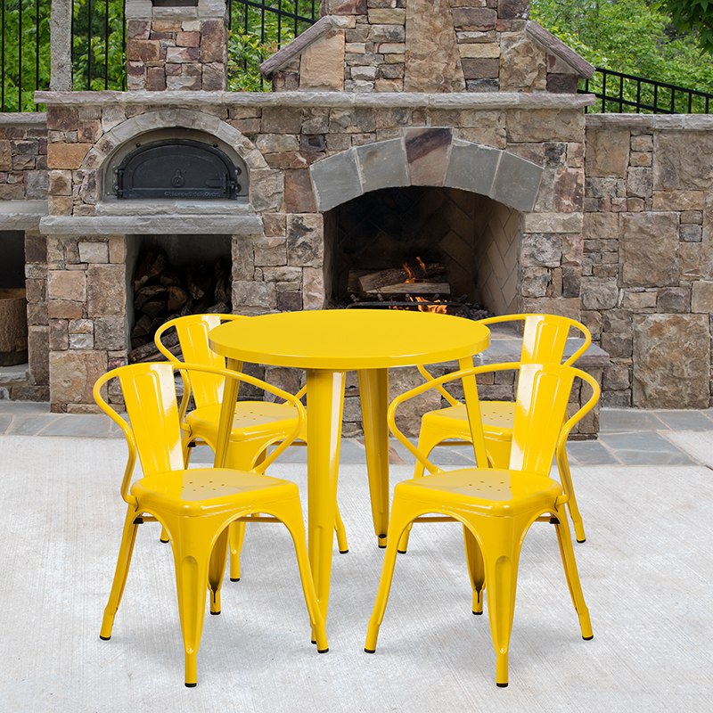 Alamont Furniture, ALA-DI62-194689, Metal Colorful Table and Chair Sets