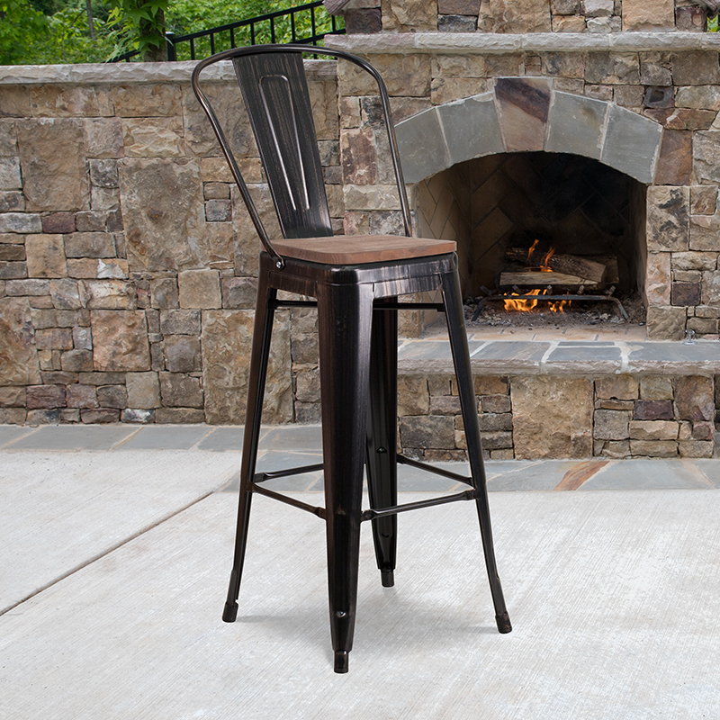 Alamont Furniture, ALA-DI42-249912, Metal/Wood Colorful Restaurant Barstools