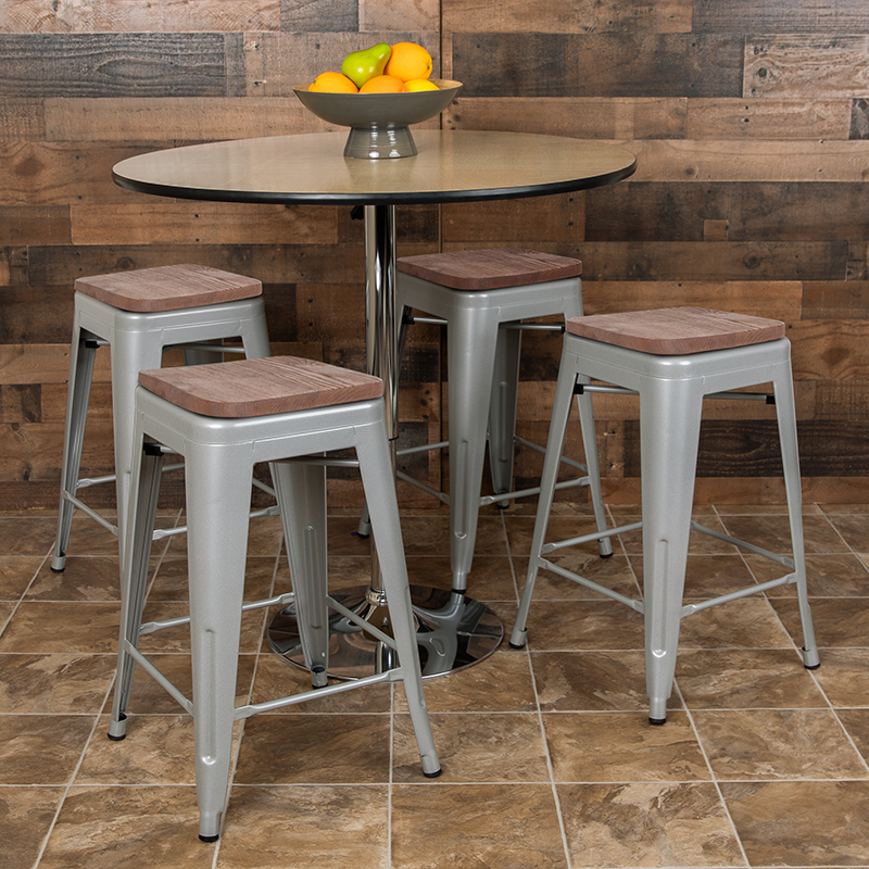 Alamont Furniture, 4-ALA-5FU-482549, Metal/Wood Counter Height Stools