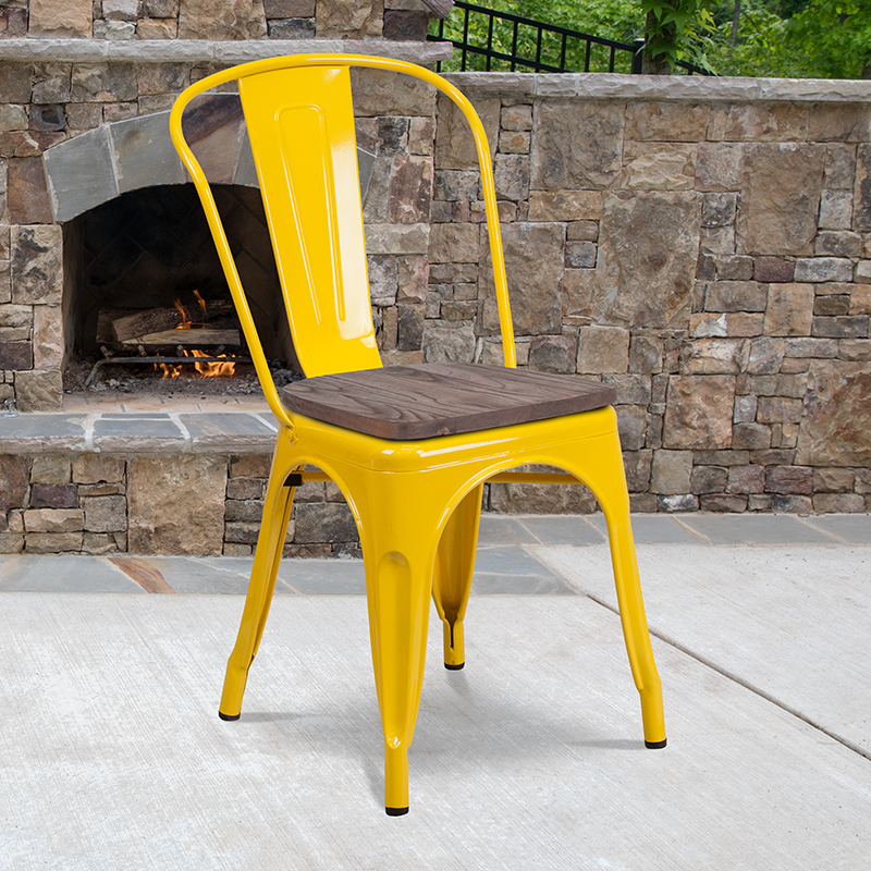 Alamont Furniture, ALA-DI42-249897, Metal/Wood Colorful Restaurant Chairs