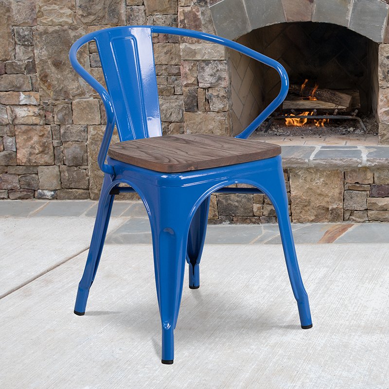 Alamont Furniture, ALA-DI42-249930, Metal/Wood Colorful Restaurant Barstools