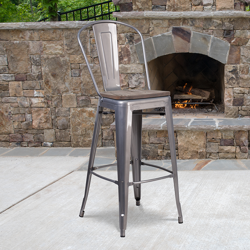 Alamont Furniture, ALA-YVEH-249889, Metal/Wood Colorful Restaurant Barstools