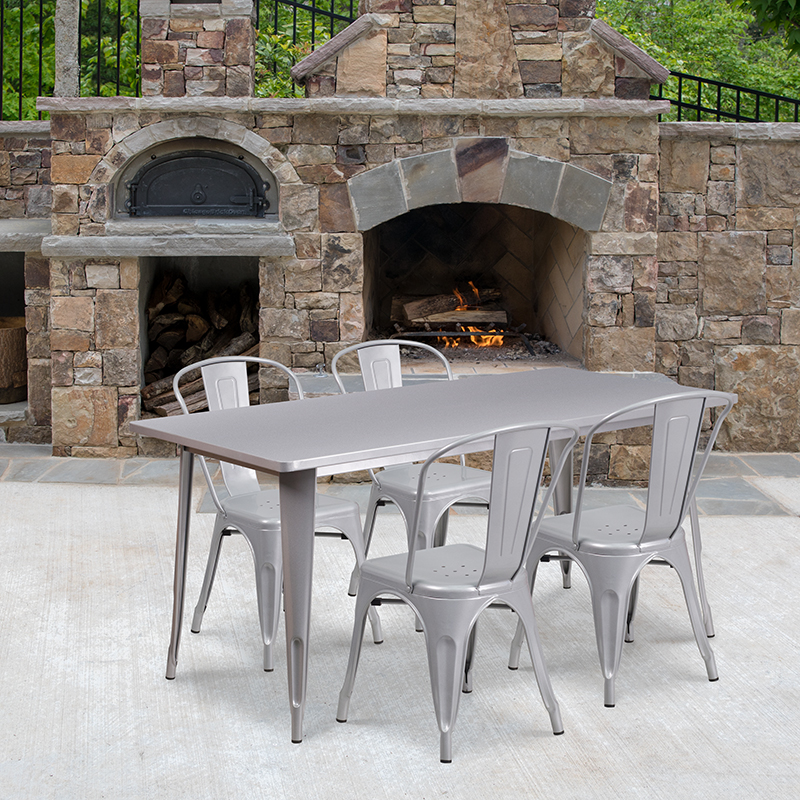 Alamont Furniture, ALA-FUDU-176646, Metal Colorful Table and Chair Sets