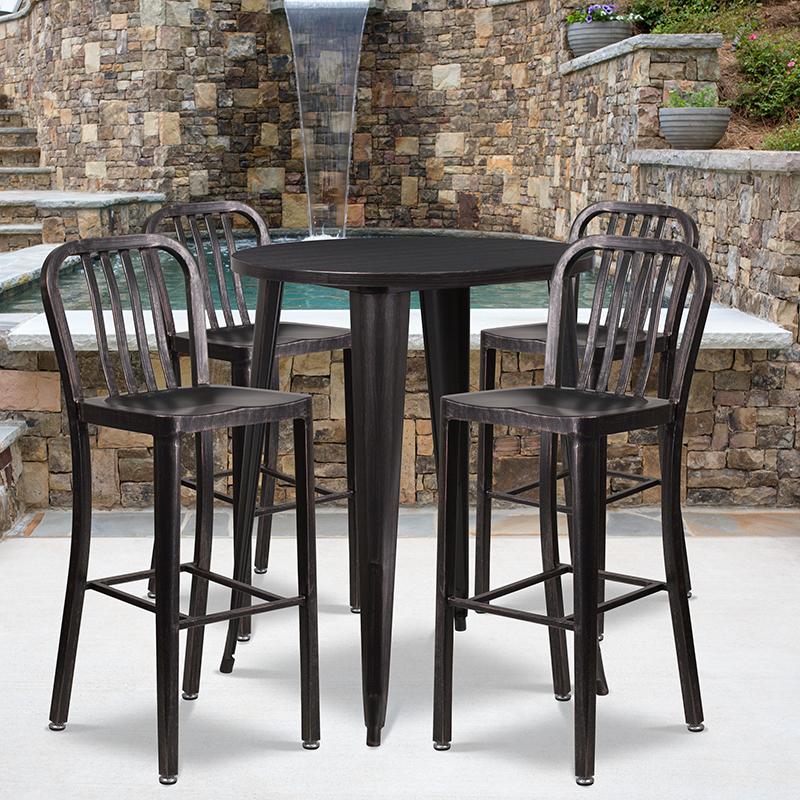 Alamont Furniture, ALA-DI62-194778, Metal Colorful Bar Table and Stool Sets