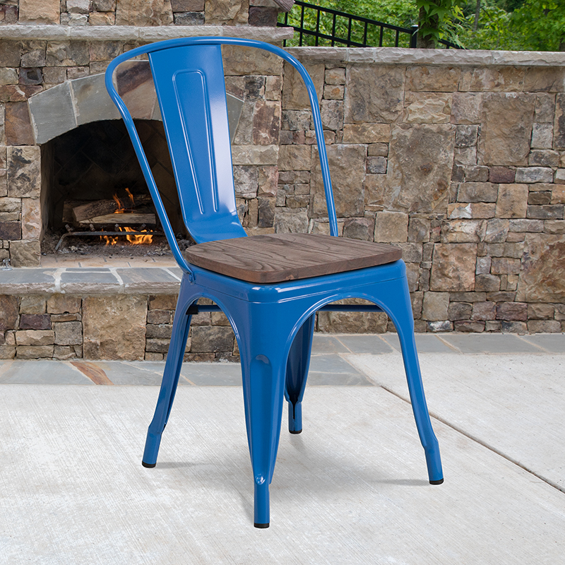 Alamont Furniture, ALA-DI42-249895, Metal/Wood Colorful Restaurant Barstools