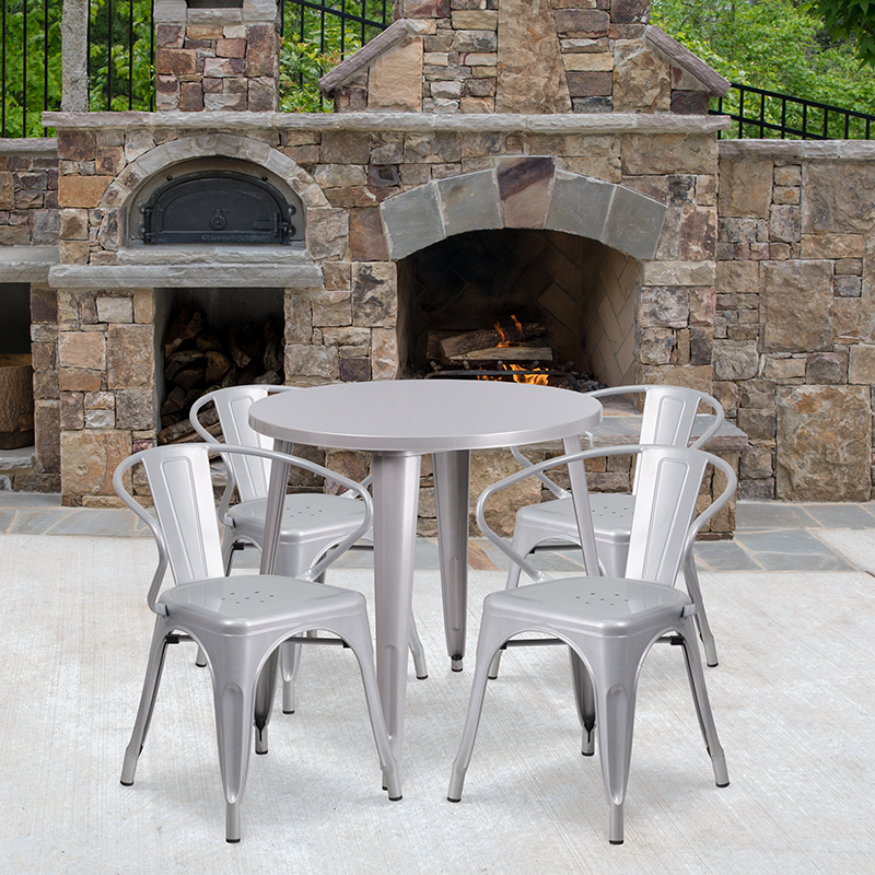 Alamont Furniture, ALA-DI62-194677, Metal Colorful Table and Chair Sets