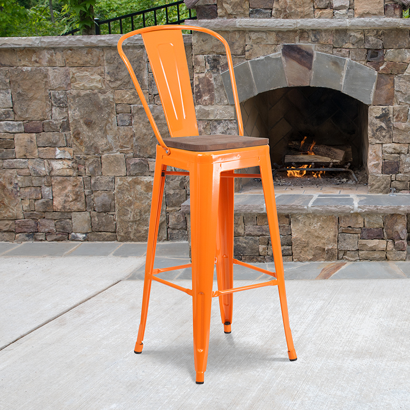 Alamont Furniture, ALA-DI42-249907, Metal/Wood Colorful Restaurant Barstools