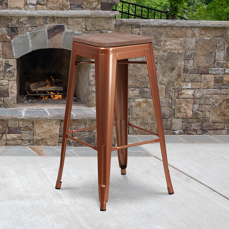 Alamont Furniture, ALA-FUCU-249952, Metal/Wood Colorful Restaurant Barstools