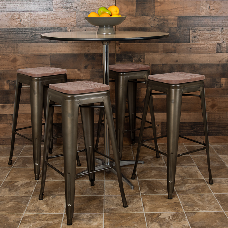 Alamont Furniture, 4-ALA-5FU-482552, Metal/Wood Bar Height Stools