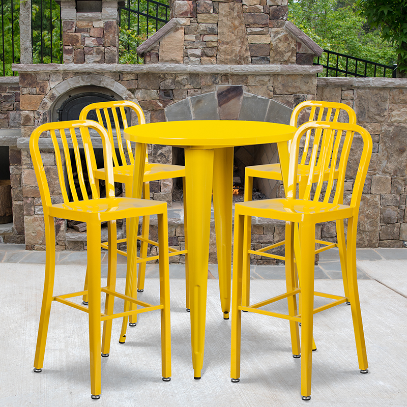 Alamont Furniture, ALA-DI62-194823, Metal Colorful Bar Table and Stool Sets