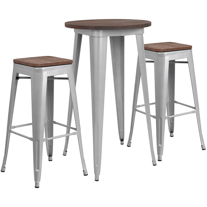Alamont Furniture, ALA-DIXE-243619, Metal/Wood Colorful Bar Table and Stool Sets