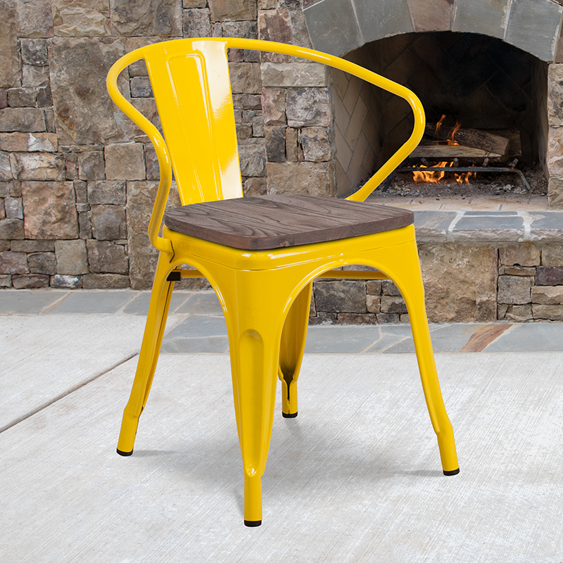 Alamont Furniture, ALA-DI42-249932, Metal/Wood Colorful Restaurant Barstools