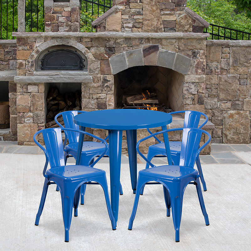 Alamont Furniture, ALA-DI62-194647, Metal Colorful Table and Chair Sets