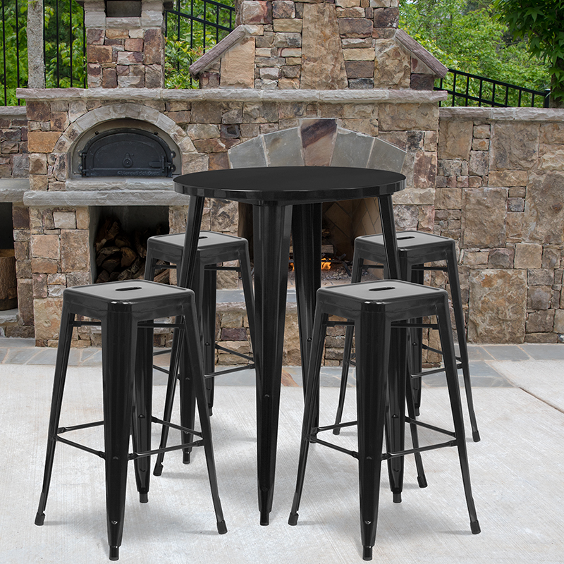 Alamont Furniture, ALA-DI62-194763, Metal Colorful Bar Table and Stool Sets