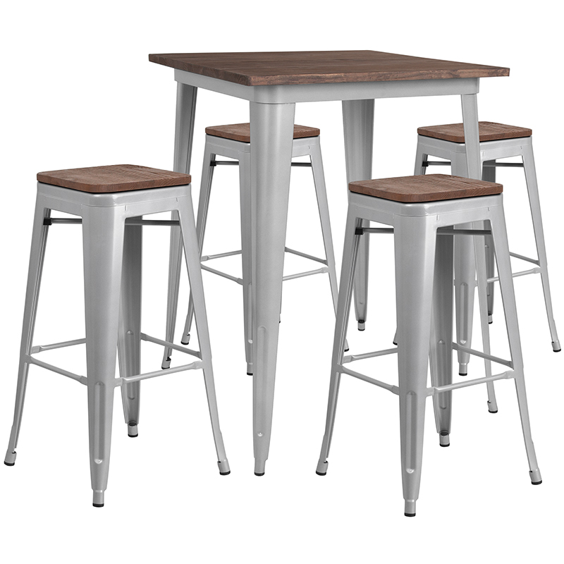 Alamont Furniture, ALA-DIXE-243616, Metal/Wood Colorful Bar Table and Stool Sets