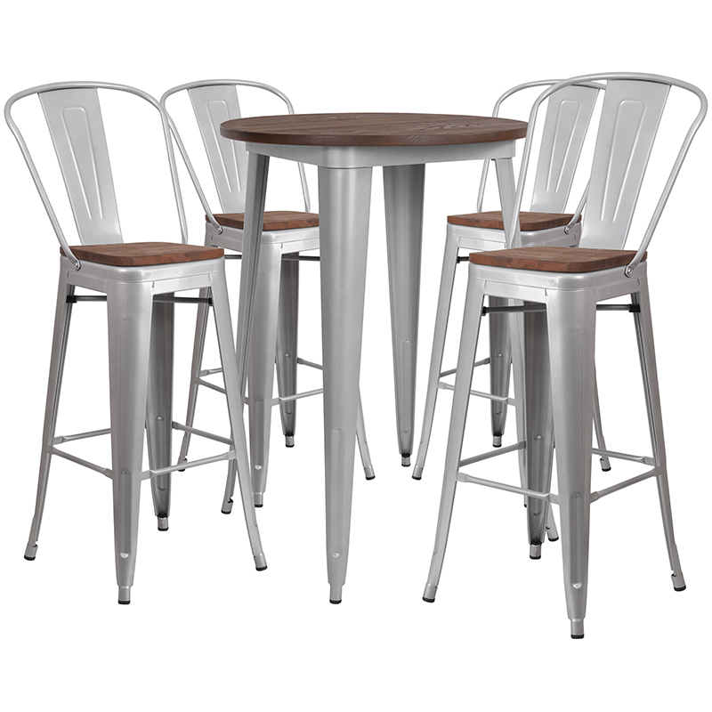 Alamont Furniture, ALA-DIXE-243621, Metal/Wood Colorful Bar Table and Stool Sets