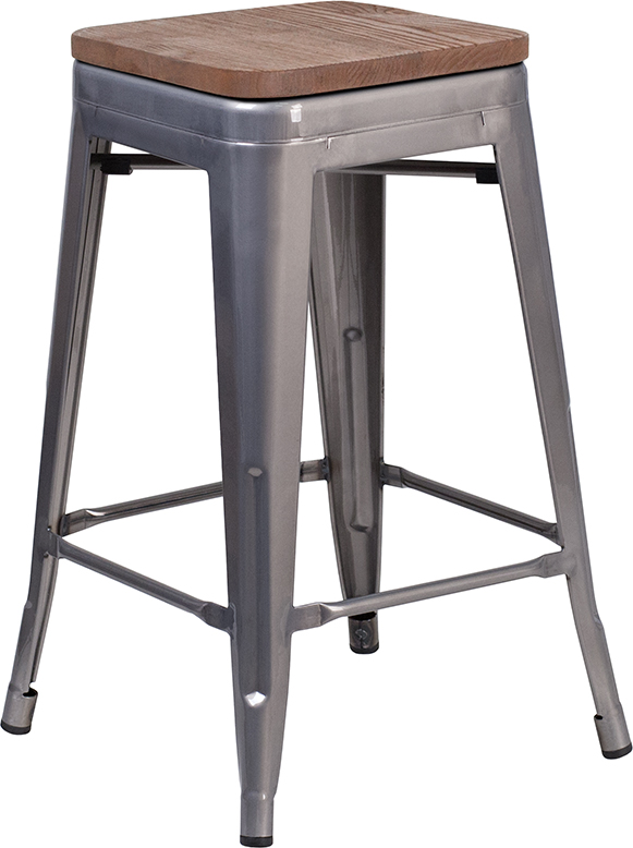 Alamont Furniture, ALA-YVEH-249890, Metal/Wood Colorful Restaurant Counter Stools