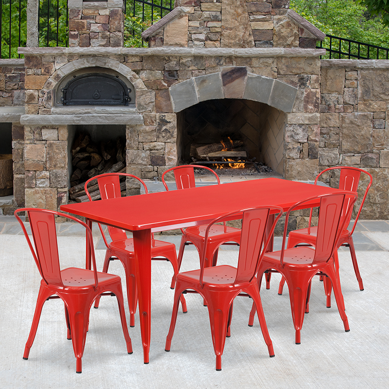 Alamont Furniture, ALA-FUDU-176661, Metal Colorful Table and Chair Sets