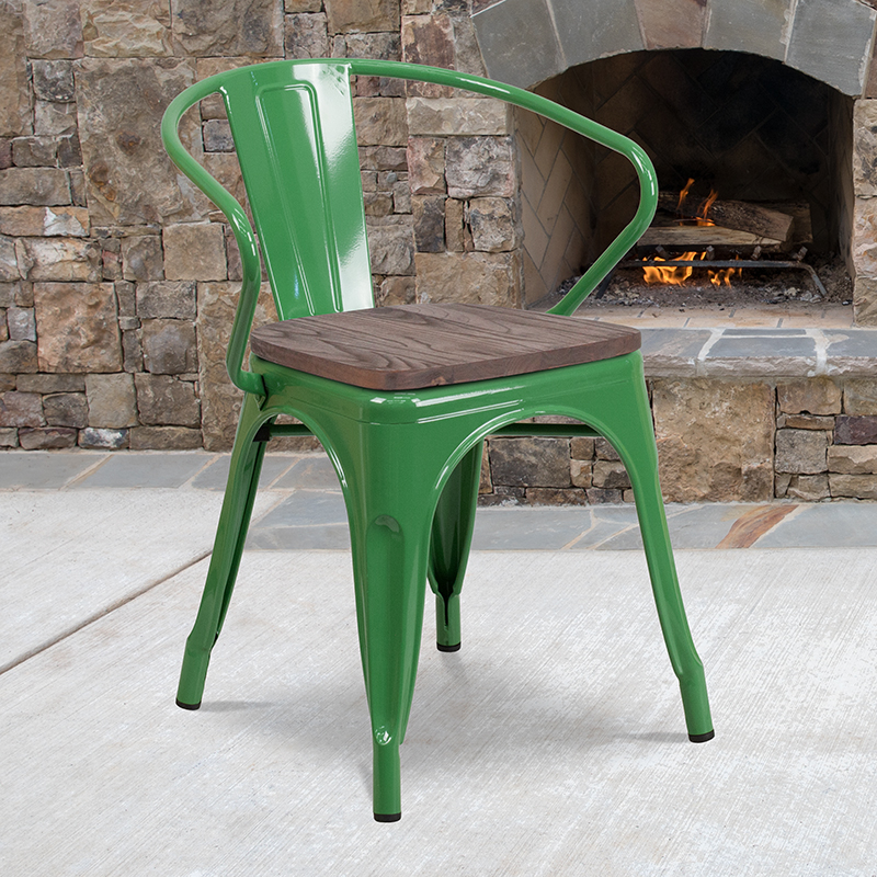 Alamont Furniture, ALA-DI42-249931, Metal/Wood Colorful Restaurant Barstools