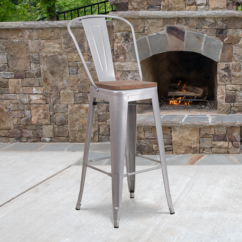 Alamont Furniture, ALA-DI42-243605, Metal/Wood Colorful Restaurant Barstools