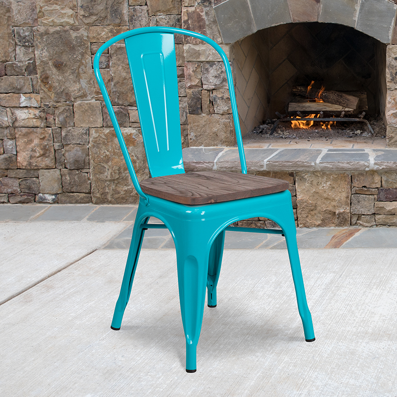Alamont Furniture, ALA-FU46-249939, Metal/Wood Colorful Restaurant Barstools