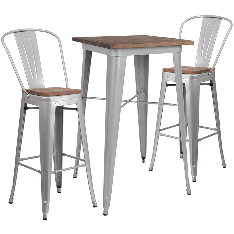 Alamont Furniture, ALA-DIXE-243612, Metal/Wood Colorful Bar Table and Stool Sets