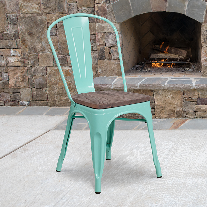 Alamont Furniture, ALA-FU46-249938, Metal/Wood Colorful Restaurant Chairs