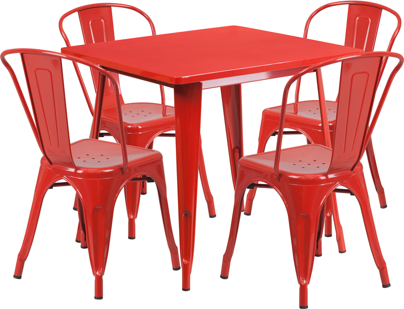 Alamont Furniture, ALA-FUDU-176629, Metal Colorful Table and Chair Sets