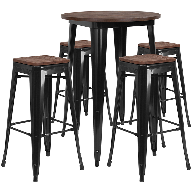 Alamont Furniture, ALA-DIXE-243636, Metal/Wood Colorful Bar Table and Stool Sets