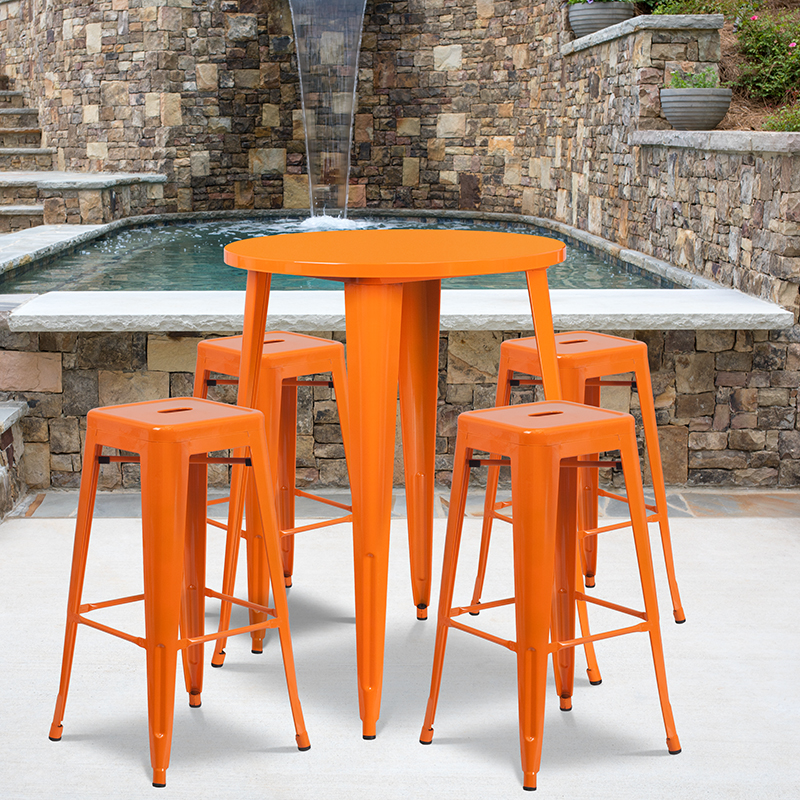 Alamont Furniture, ALA-DI62-194791, Metal Colorful Bar Table and Stool Sets