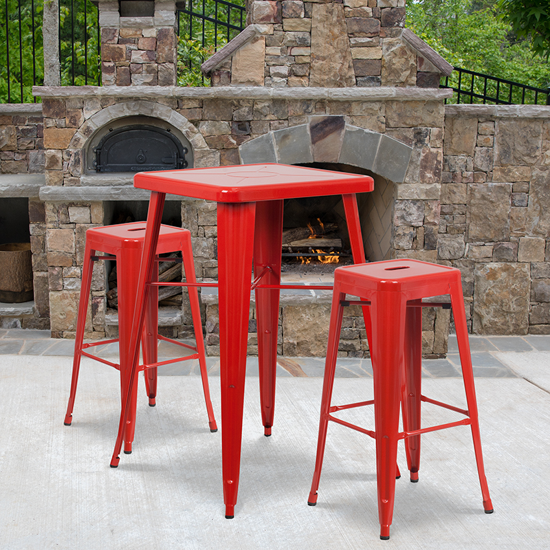 Alamont Furniture, ALA-DI42-161198, Metal Colorful Bar Table and Stool Sets