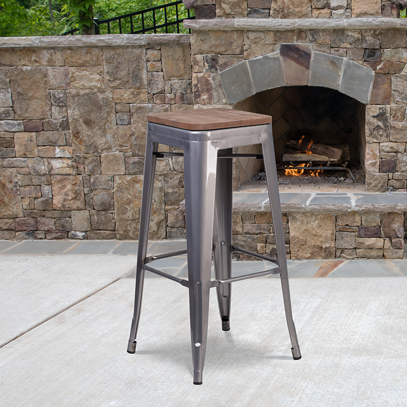 Alamont Furniture, ALA-YVEH-249891, Metal/Wood Colorful Restaurant Barstools