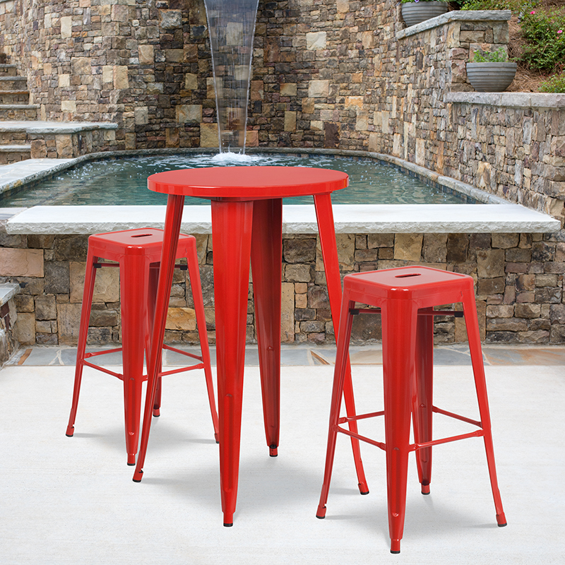 Alamont Furniture, ALA-DI62-194729, Metal Colorful Bar Table and Stool Sets