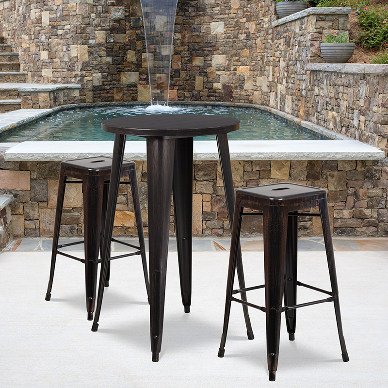 Alamont Furniture, ALA-DI62-194707, Metal Colorful Bar Table and Stool Sets