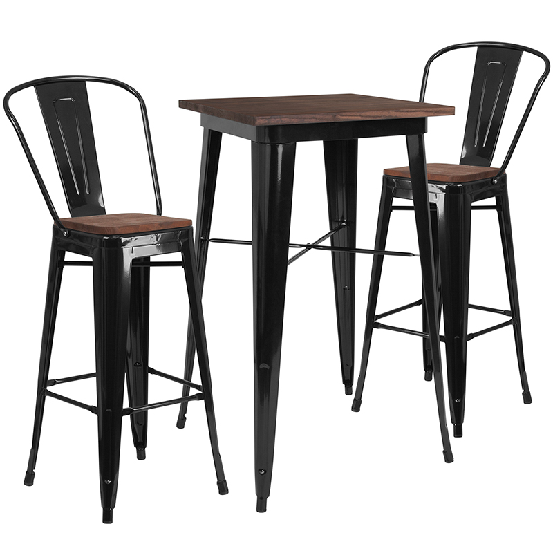 Alamont Furniture, ALA-DIXE-243626, Metal/Wood Colorful Bar Table and Stool Sets